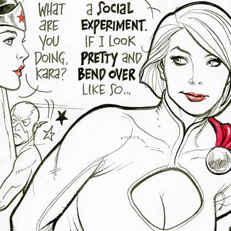 Frank Cho Power-Girl Wonder Woman sketch cover