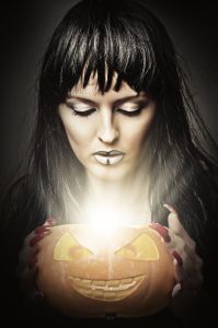 Perhaps this magical pumpkin knows where the good costumes are.