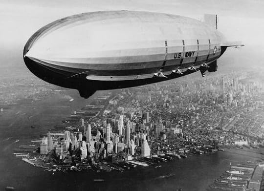 The USS Macon sails over lower Manhattan, on October 9, 1933. (AP Photo/U.S. Navy)