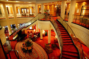 The jaw dropping Grand Lobby on the Cunard Queen Mary 2