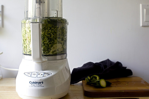 grating the zucchini