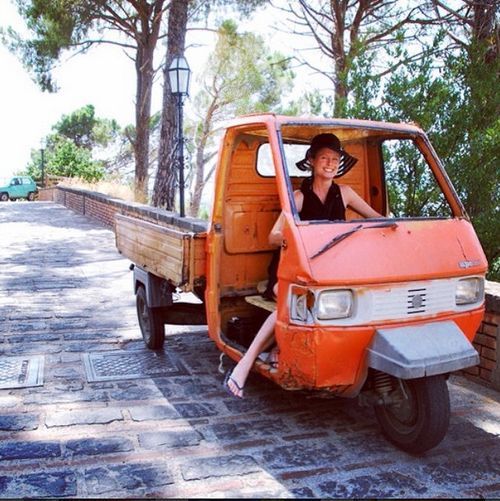Kristi driving ape truck