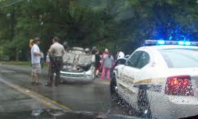 rainy car crash