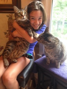 Carley and her cats.
