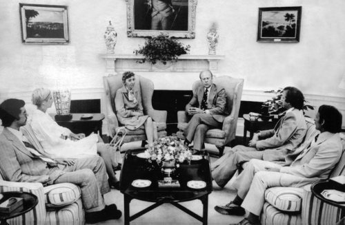 President Ford meeting with members of the Olson Family.