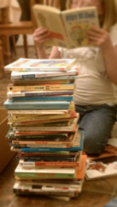 The Go Ahead pile after library sales can reach epic proportions, like this one from several years ago. 