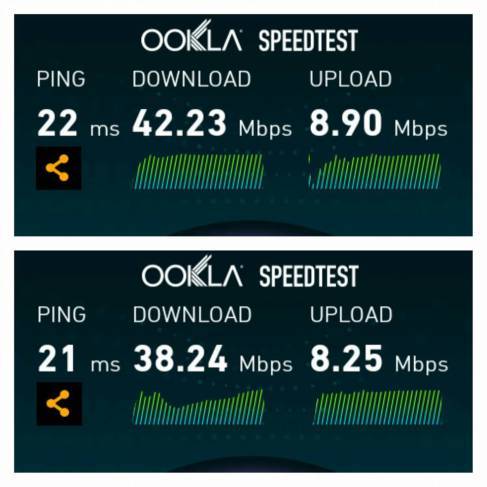 Hasil speedtest jaringan Smartfren 4G LTE Advanced di daerah rumah saya Tegalega.