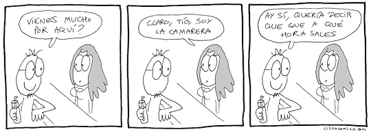 Tira cómica sobre las dificultades de ligar a piñón fijo.