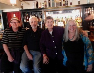 My one-time writing group, Richard Bilodeau, James Hayman, me and Jane Sloven