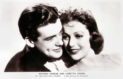 Richard Greene and Loretta Young in Four men and a Prayer (1938)