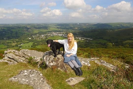 Terri Windling and hound, photographed by Howard Gayton