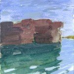 Pier pilings - drawn *last* year with watercolor pencil, painted at home with acrylic