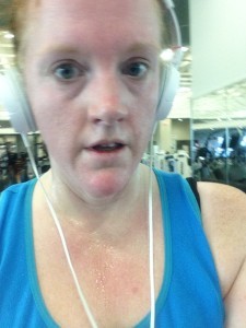 Treadmill selfie: Here I am, glistening like a FREAKING CHAMP.