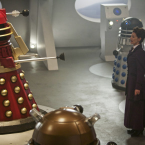WARNING: Embargoed for publication until 00:00:01 on 22/09/2015 - Programme Name: Doctor Who - TX: 26/09/2015 - Episode: THE WITCH’S FAMILIAR (By Steven Moffat) (No. 2) - Picture Shows: ***EMBARGOED UNTIL 22nd SEPT 2015*** Missy (MICHELLE GOMEZ), Daleks - (C) BBC - Photographer: Simon Ridgway