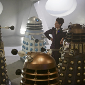 WARNING: Embargoed for publication until 00:00:01 on 22/09/2015 - Programme Name: Doctor Who - TX: 26/09/2015 - Episode: THE WITCH’S FAMILIAR (By Steven Moffat) (No. 2) - Picture Shows: ***EMBARGOED UNTIL 22nd SEPT 2015*** Missy (MICHELLE GOMEZ), Daleks - (C) BBC - Photographer: Simon Ridgway