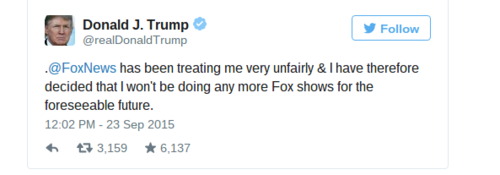 Donald Trump challenged by Fox News over his boycott Sep. 23 2015
