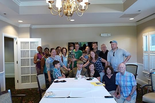 My dad and well-wishers: daughters, sons-in-laws, grandchildren, grandchildren-in-laws and girlfriend, great grandsons, and aides who came in on their days off
