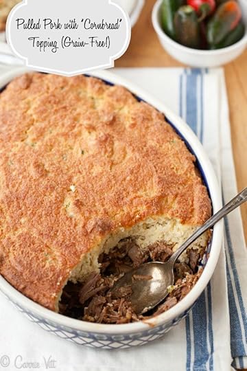 Pulled Pork with Cornbread Topping Recipe via DeliciouslyOrganic.net #grainfree #recipe