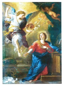 Mary and the Angel Gabriel, Rubens, 1618, public domain