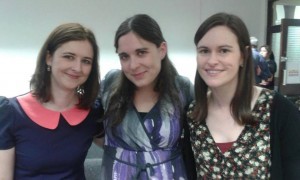 From l-r - Laura Jane Cassidy, yours truly, and Eimear Ryan, at the Banshee launch at the Cork International Short Story Festival