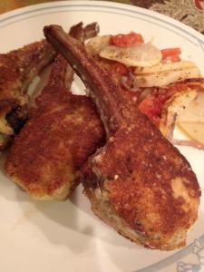 Thin Lamb Chops Fried in Parmesan Batter