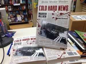 This never stops being cool: Cold Hard News on display at The Book Cellar in Waterville, Maine.