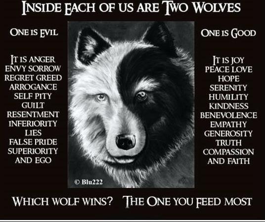 Two Wolves with Yin Yang