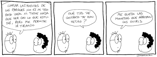 Tira cómica sobre las posibilidades laborales que ofrecen las fuentes de los parques.