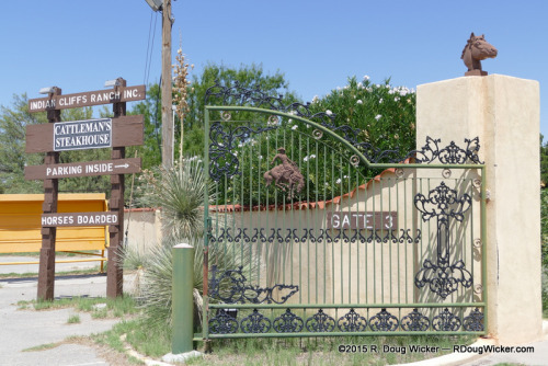 Entry gate to Indian Cliffs Ranch and Cattleman's Steakhouse