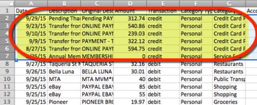 Select all the credits... then delete them