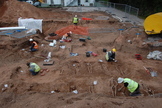 Rows of graves, warwickshire, medieval skeletons