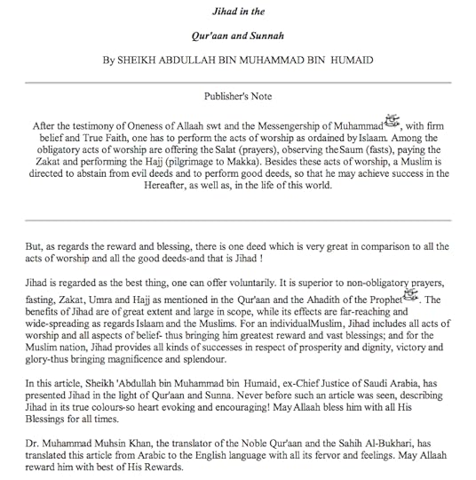 Jihad book Publisher's note