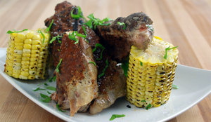 Honey chipotle spare ribs corn