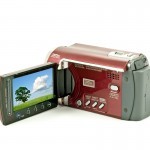 digital video camera with a landscape screen, isolated on white