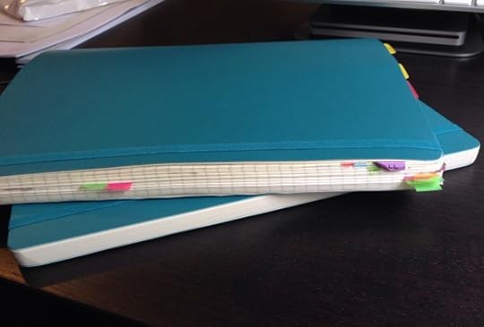 New notebook (bottom) appears half the size of the current notebook (top), which is only 3/5 full. I do love a notebook stuffed full of life.