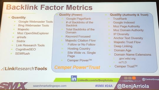 Backlink factor metrics slide