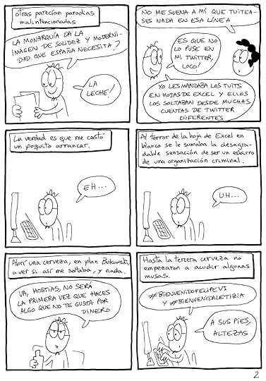 Segunda página del cómic sobre el proceso de fabricación de elogios a Felipe VI.