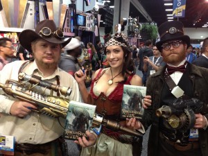 Well Garbed Steampunks with Book SDCC 2013