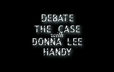 Debate the Case logo of fictional parody story about a television program that investigates murders
