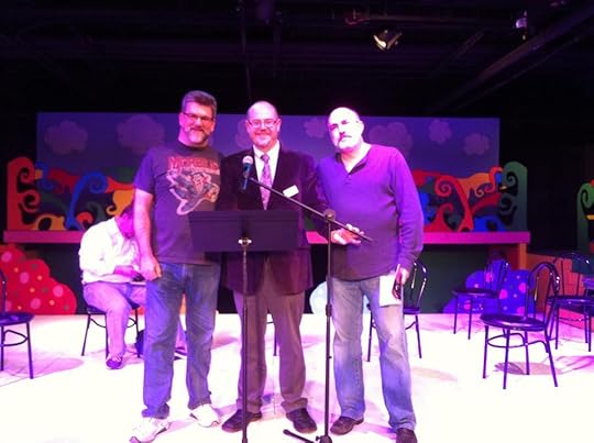 Christopher Golden, Jack Haringa, and myself starring in SEUSSICAL. (Photo copyright 2015 Brian Keene)