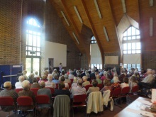 Pauline Rowson entertaining the crowd at Stubbington with tales of murder