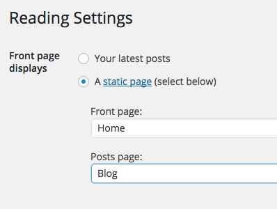 Wordpress Reading Settings