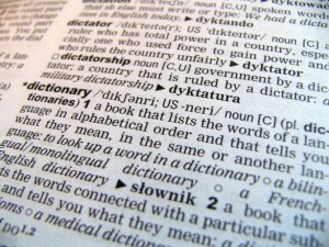 Page from dictionary showing entry for 