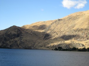 Light and dark; hills and river