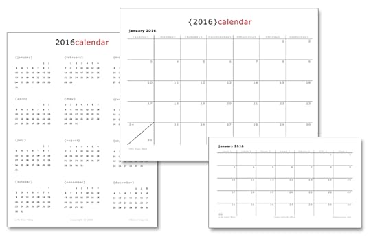 New printable calendars for 2016