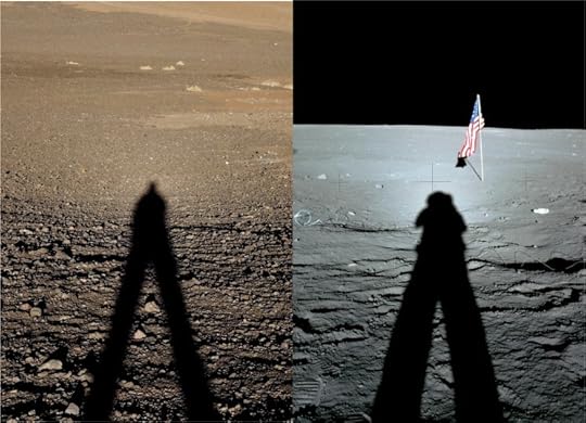 On the left
, the shadow of Simone Zaggia, one of the co-authors, at the Paranal Observatory in the desert of Atacama. On the right, the shadow of the astronaut Charles