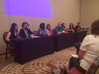 SF:SE 2015 worldbuilding panel You’re In My World Now, Grandma on Friday afternoon with Orson Scott Card, Melissa Gibbo, Thomas Lucas, Maria V. Snyder, E.J. Stevens, Rachel Vincent, Jacqueline Carey, and Alia Luria