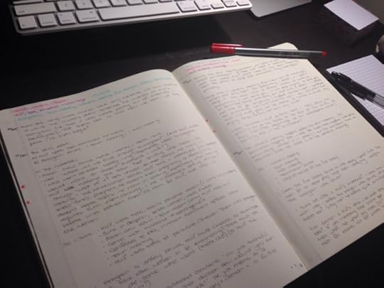 colour-coded tags at the top of each page of blather