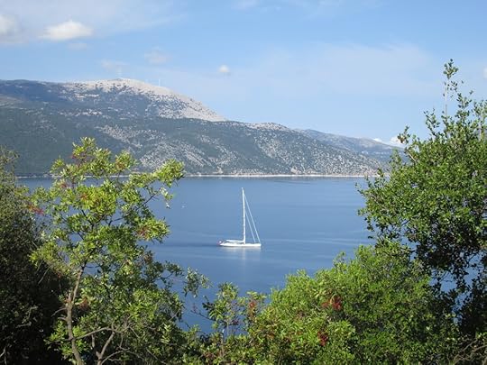 view of Sami bay from road leading to Acropolis