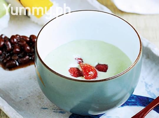 Green Tea Mousse with Red Beans in Syrup